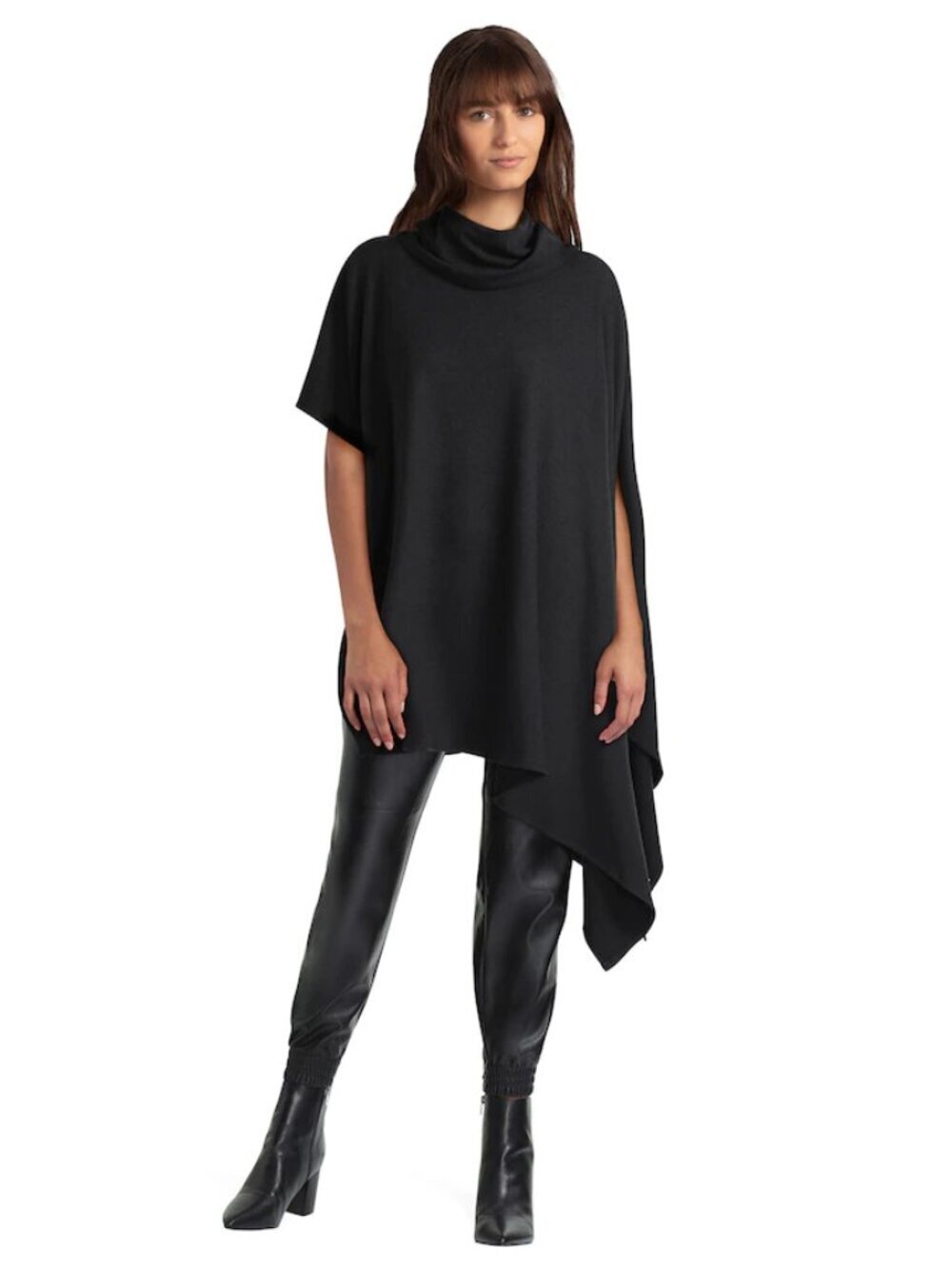 H by Halston Turtleneck Cowlneck Black Poncho Women's Size Small / Medium